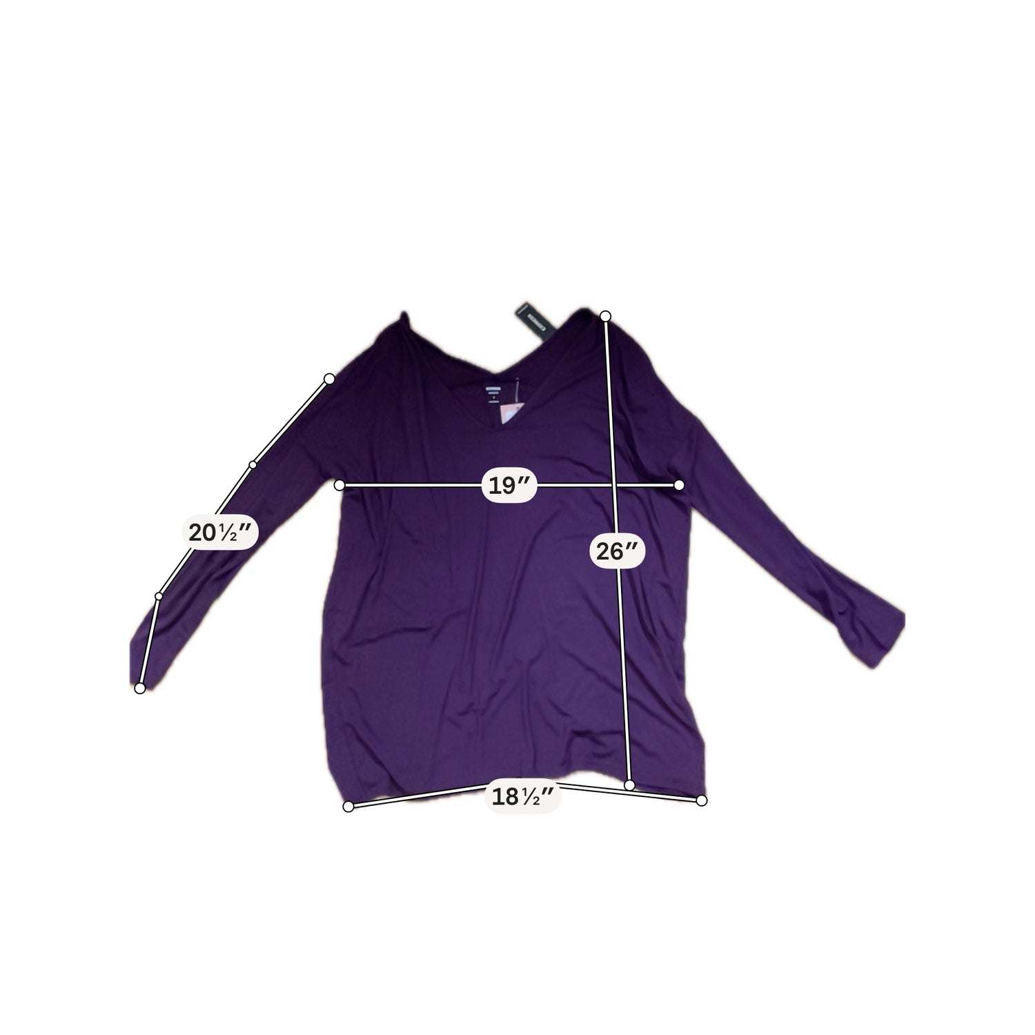 Express Relaxed Fit V-Neck Dolman Sleeve Tee Plum Size Medium