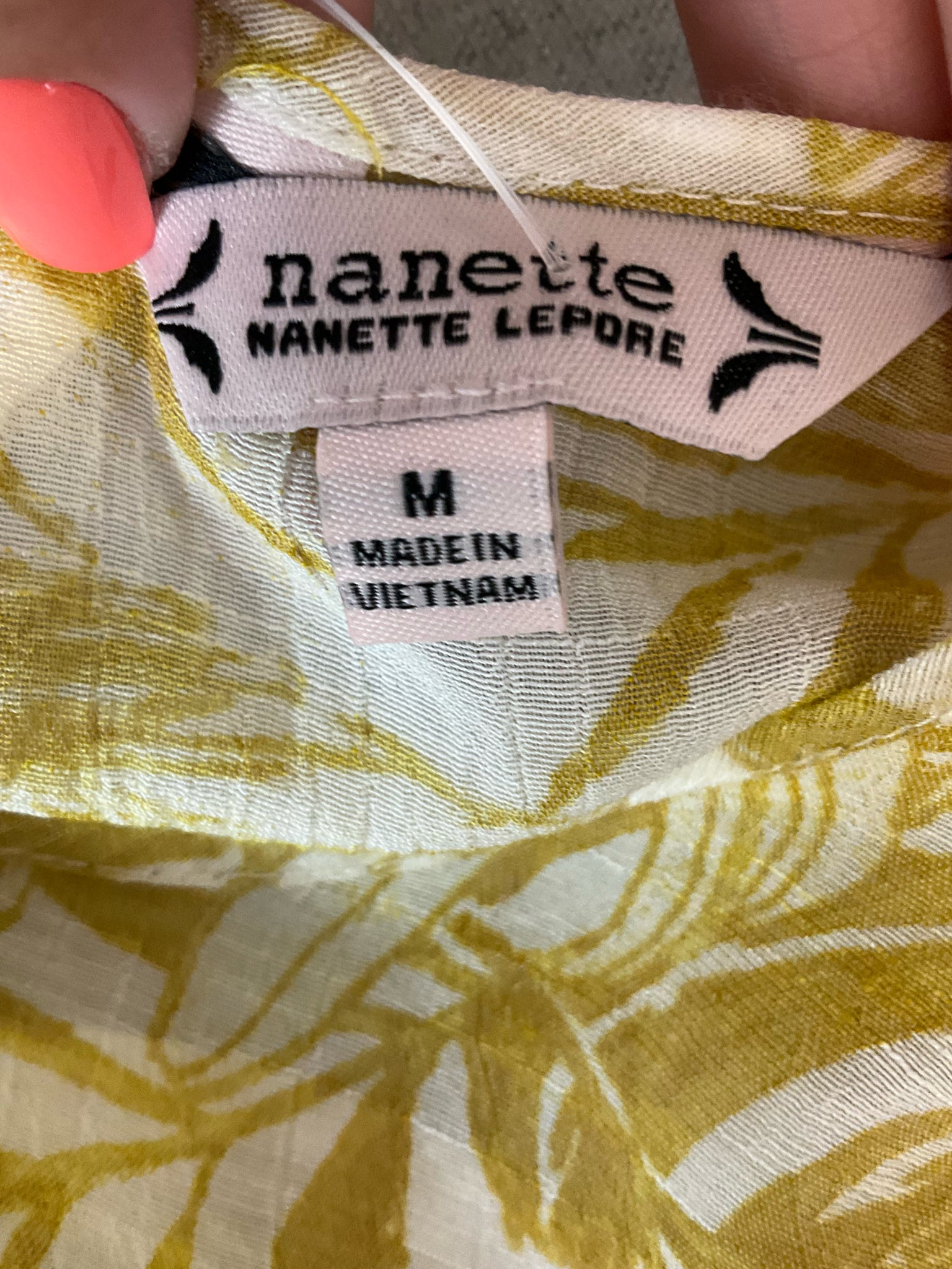Nanette Lepore Mustard Palm Leaf 2-Piece Set Top &amp; Pants | Size Medium