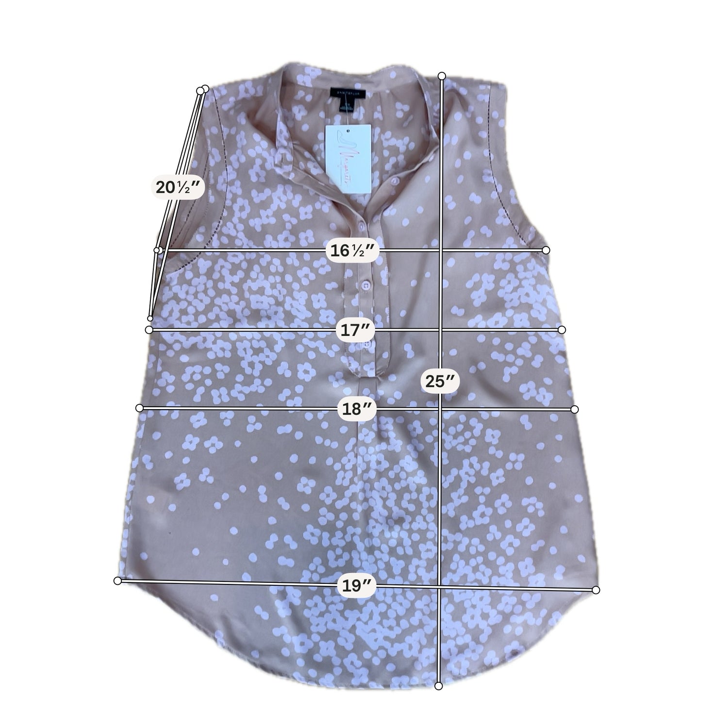 Ann Taylor Size XS Nude/Pink Floral Pre-Owned Ladies Casual Top - Downstairs