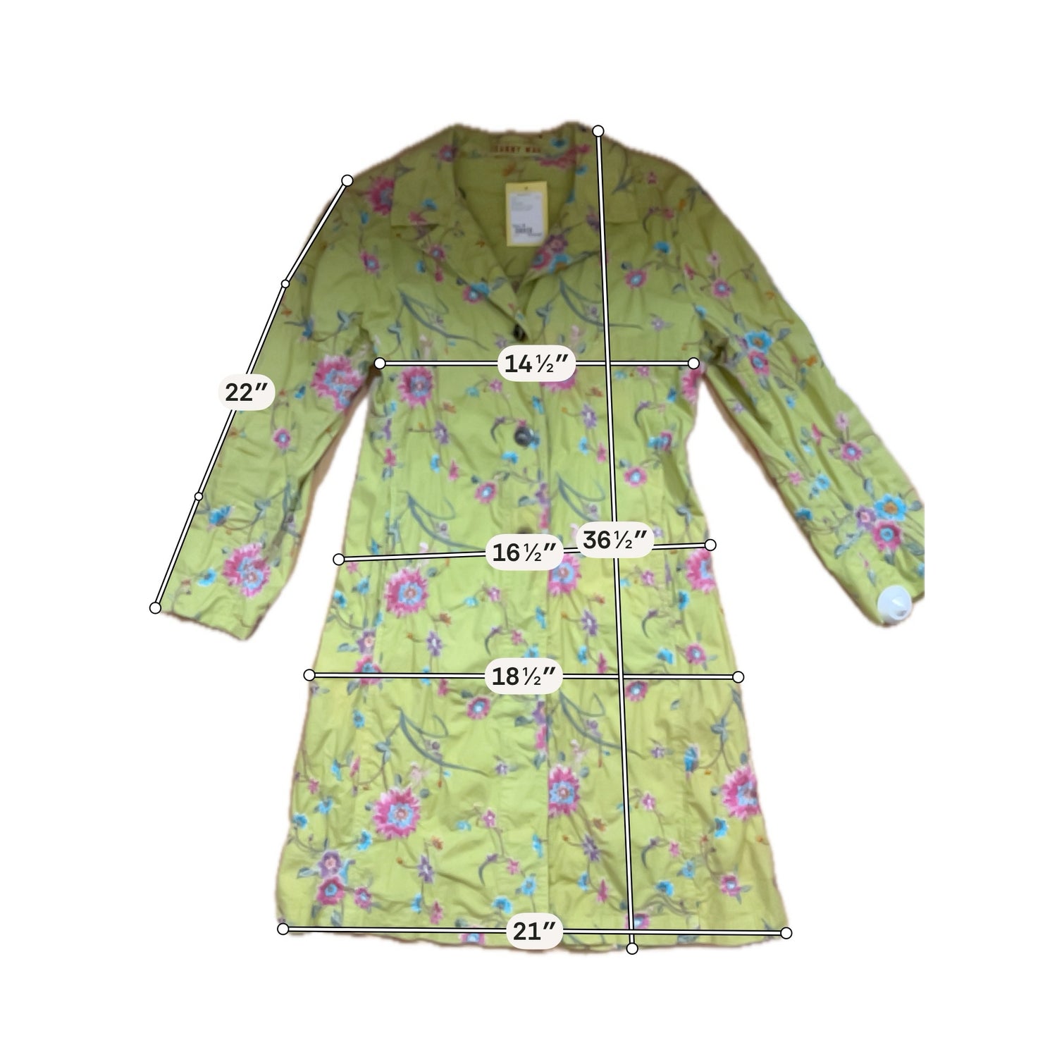 Johnny Was Size M lime/multi color Floral Pre-Owned Ladies Jacket