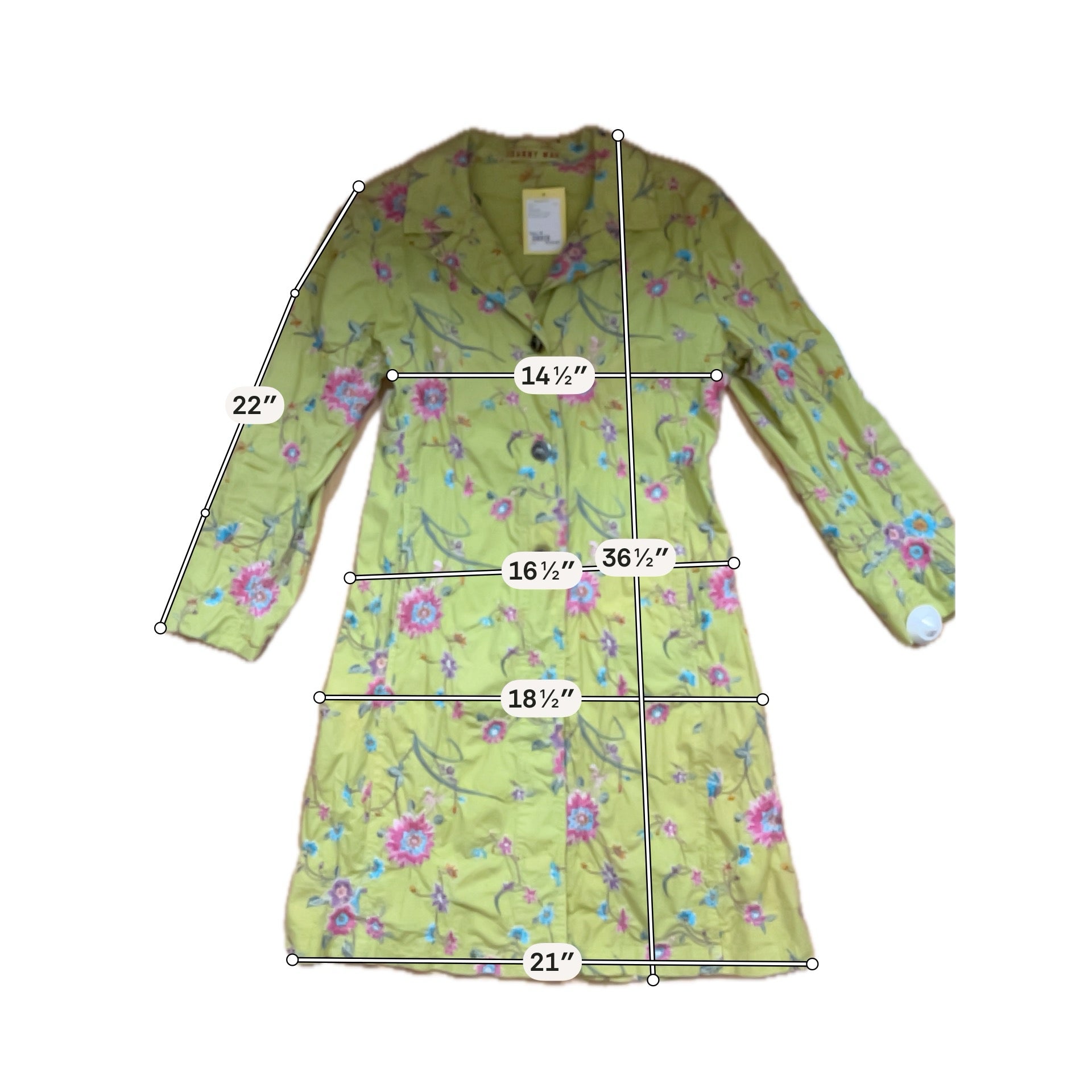 Johnny Was Size M lime/multi color Floral Pre-Owned Ladies Jacket