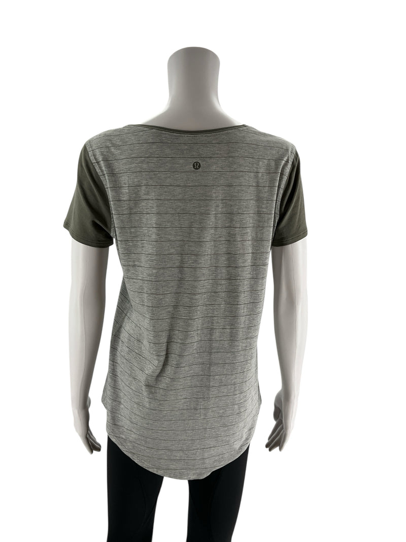 Lululemon Gray/Olive Stripe Pre-Owned Ladies Top - Size 6