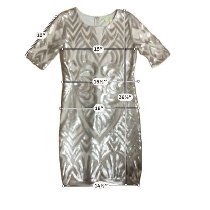 Gianni Bini Champagne Sequin Art Deco Cocktail Dress- ONLINE ONLY