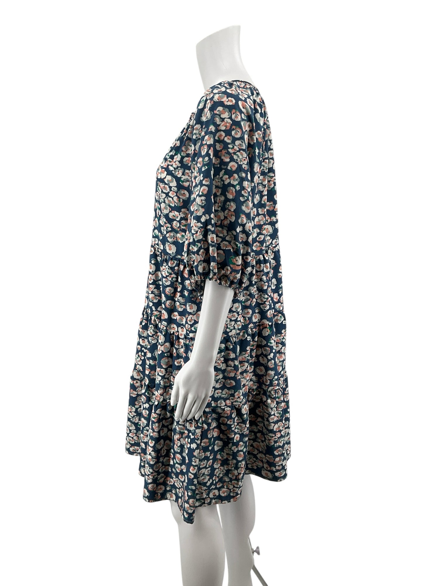 Michelle McDowell Floral Tiered Babydoll Dress with Pockets Size Large