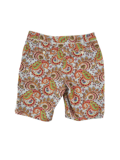 Liz Claiborne Paisley Print Mid-Rise Shorts Size 12 | White &amp;amp; Coral