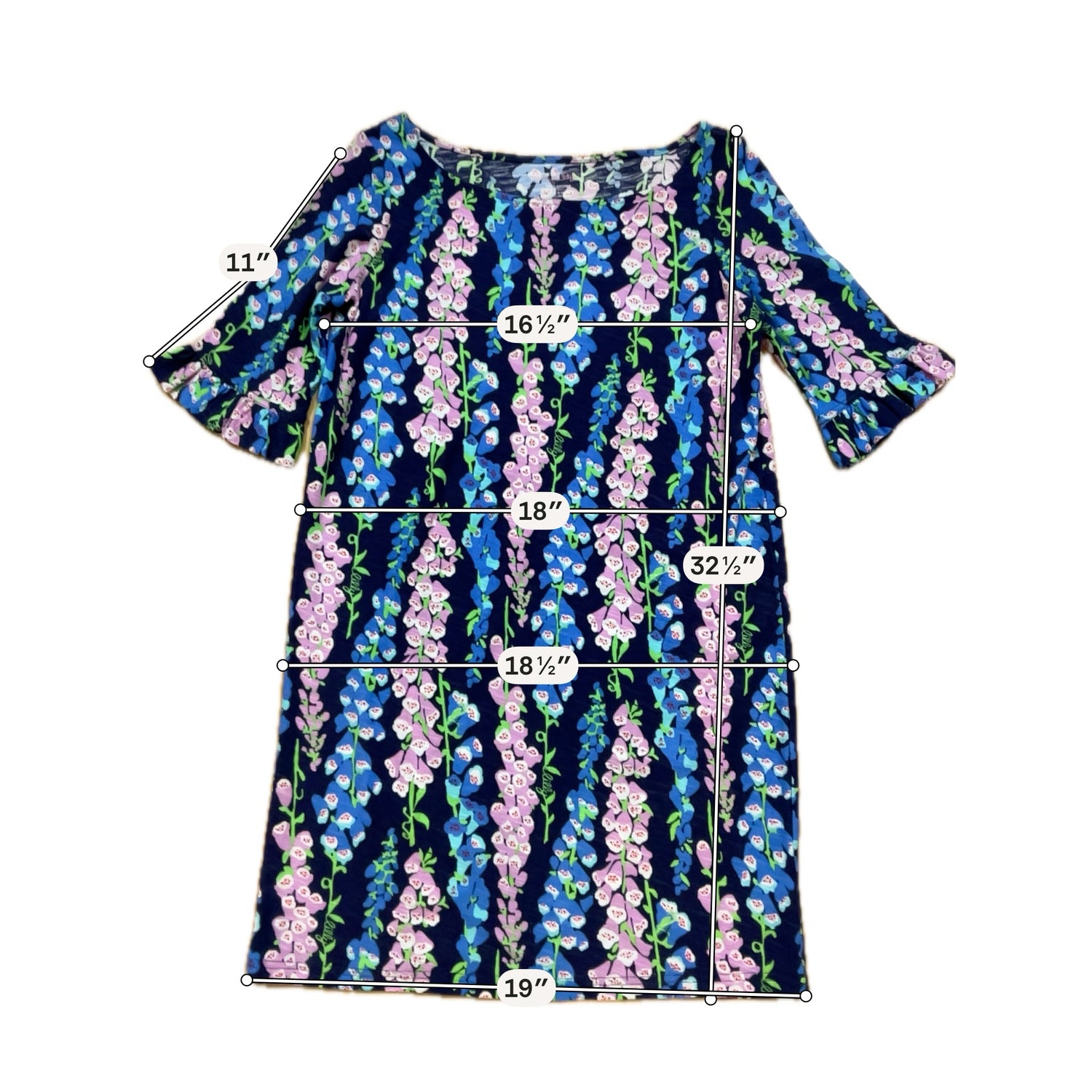 Lilly Pulitzer Tabbie Tunic Dress Blue Peri Foxglove Floral Size Small