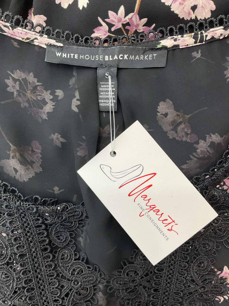 White House Black Market Black/Purple/White Pre-Owned Ladies Top - Size Small