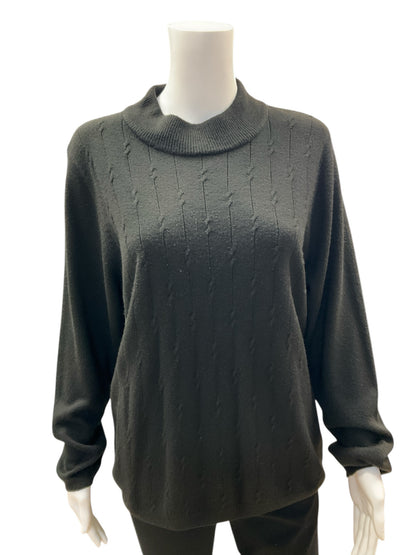 Allison Daley Size L Black Solid Pre-Owned Sweater