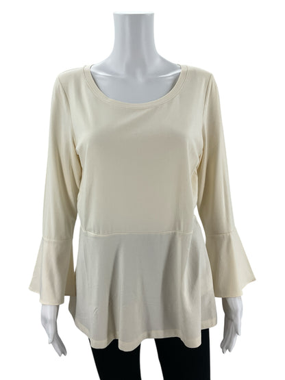 Issac Mizrahi Cream Solid Pre-Owned Ladies Top - Size Small - Margaret’s Fine Consignment