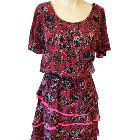 Matilda Jane Burgandy/Multi Pring Pre-Owned Ladies Dress - Size Medium - Margaret’s Fine Consignment