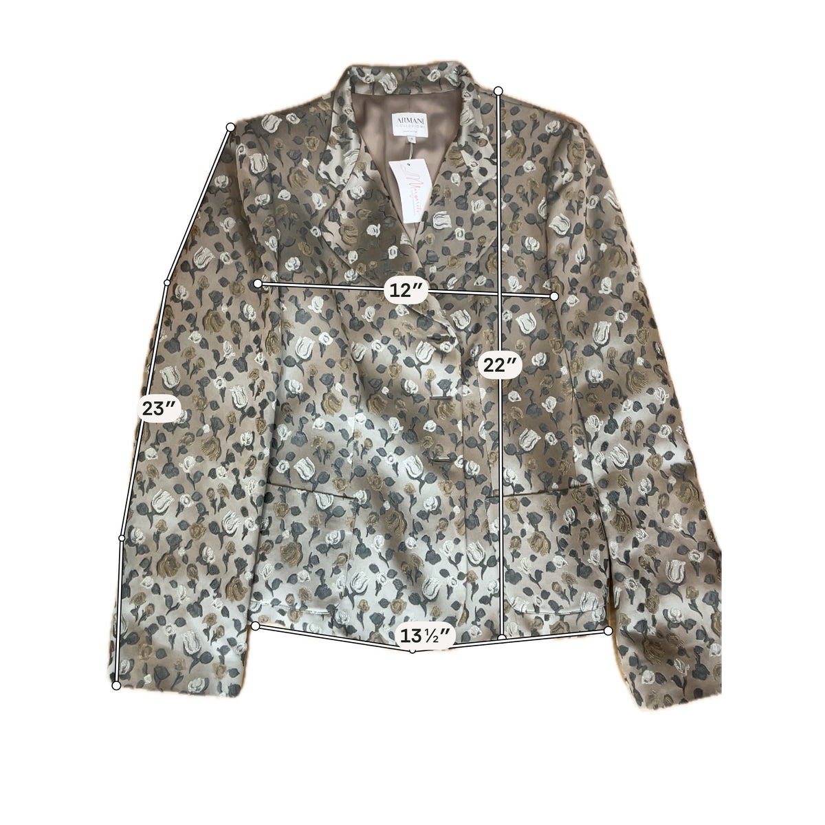 Armani Collezioni Vintage Metallic Floral Jacquard Blazer Made in Italy Size 16