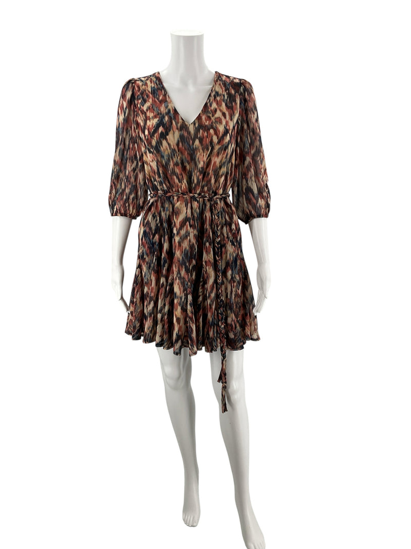 Evereve Rrust/Navy Print Pre-Owned Ladies Dress - Size XS