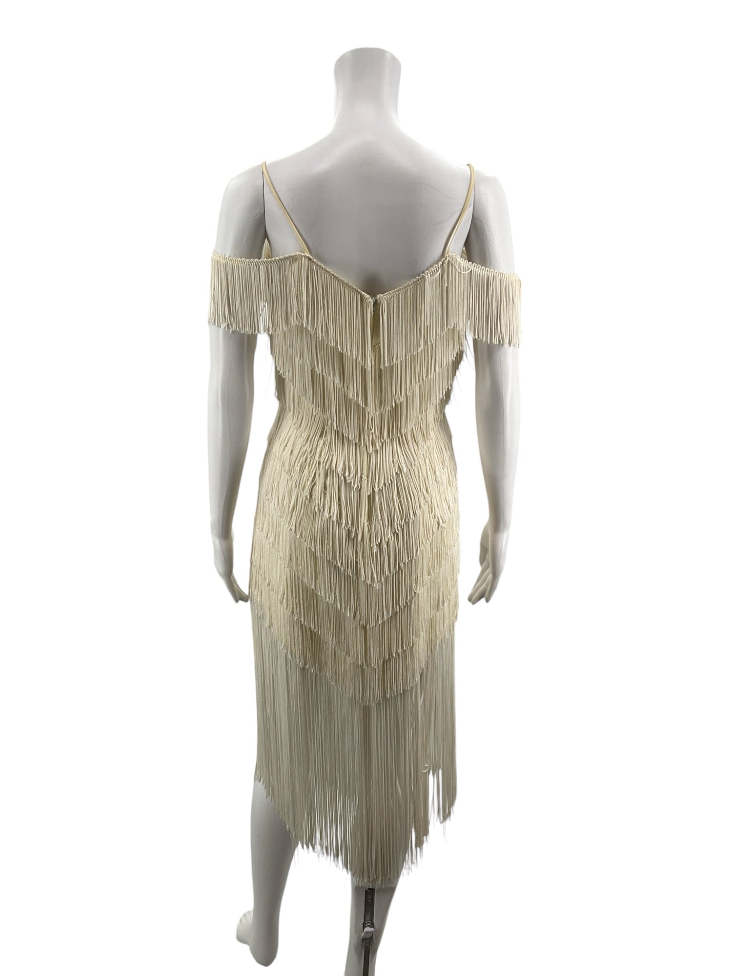 TLD by Eletra Cream Cocktail TD4 by Electra Cream Fringe Pre-Owned Ladies Dress - Size 5 - Size s