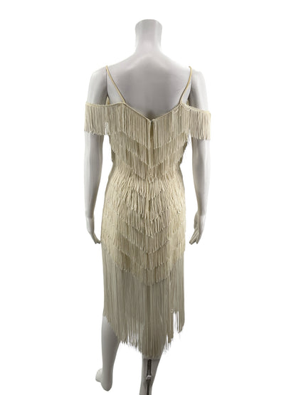 TLD by Eletra Cream Cocktail TD4 by Electra Cream Fringe Pre-Owned Ladies Dress - Size 5 - Size s