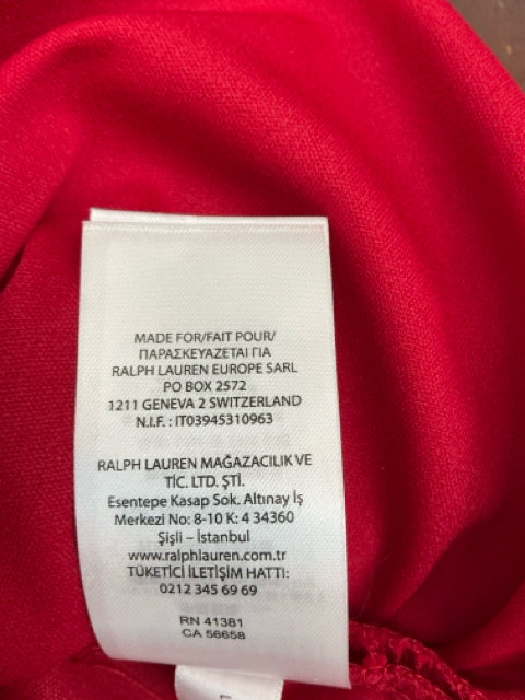 Ralph Lauren Red Floral Lace 3/4 Sleeve Sheath Dress Size 12 - ONLINE ONLY
