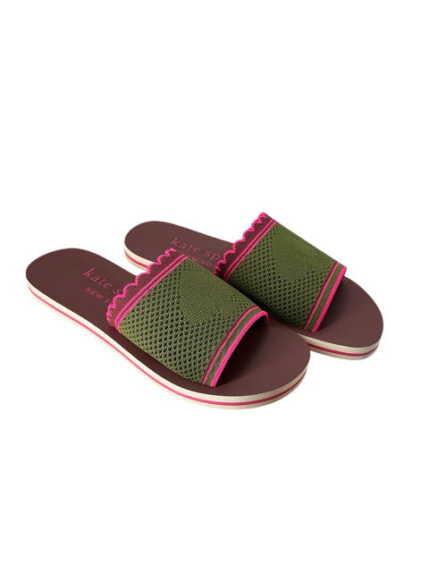 Kate Spade Green/Pink Scalloped Sandals Size 7 - side view