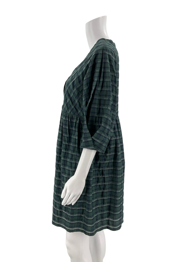 Madewell Green Plaid Pre-Owned Ladies Dress - Size Small