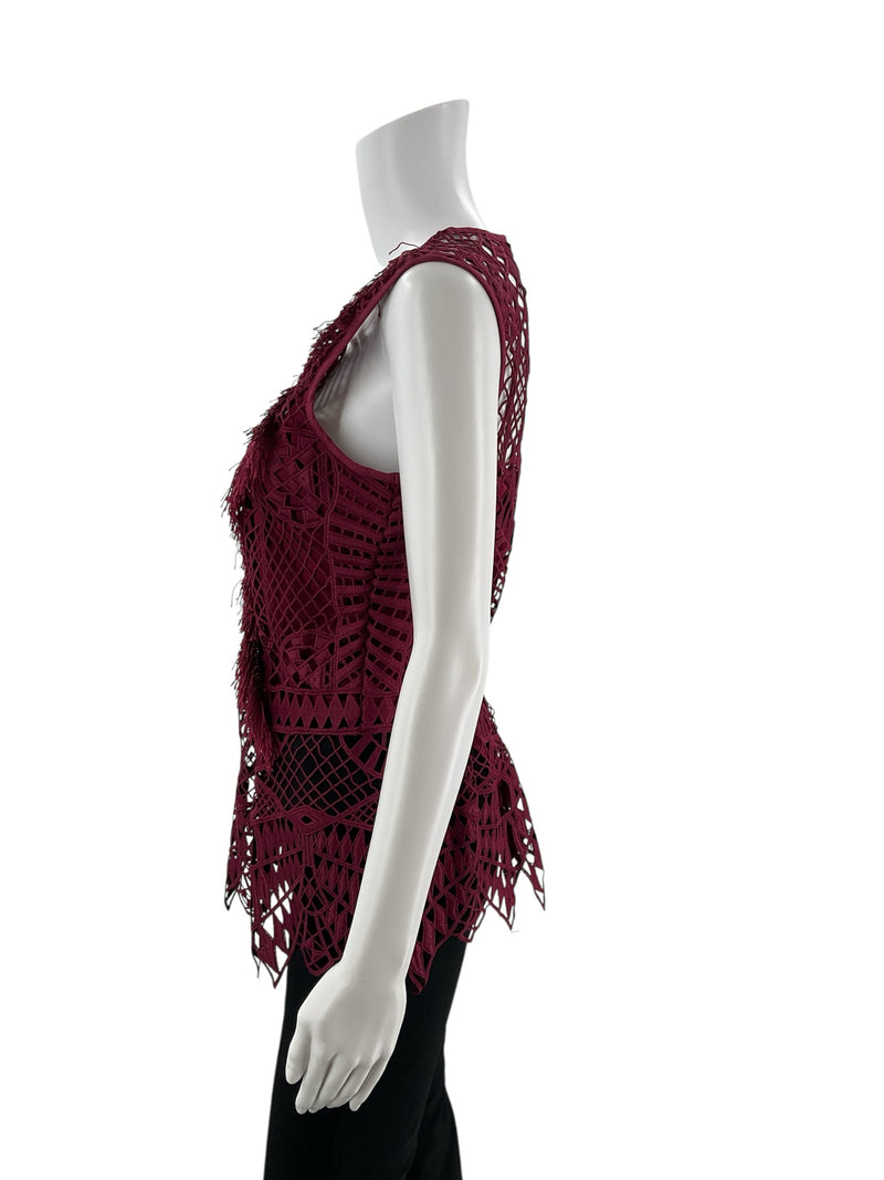 Venus Maroon Lace Pre-Owned Ladies Top - Size 4