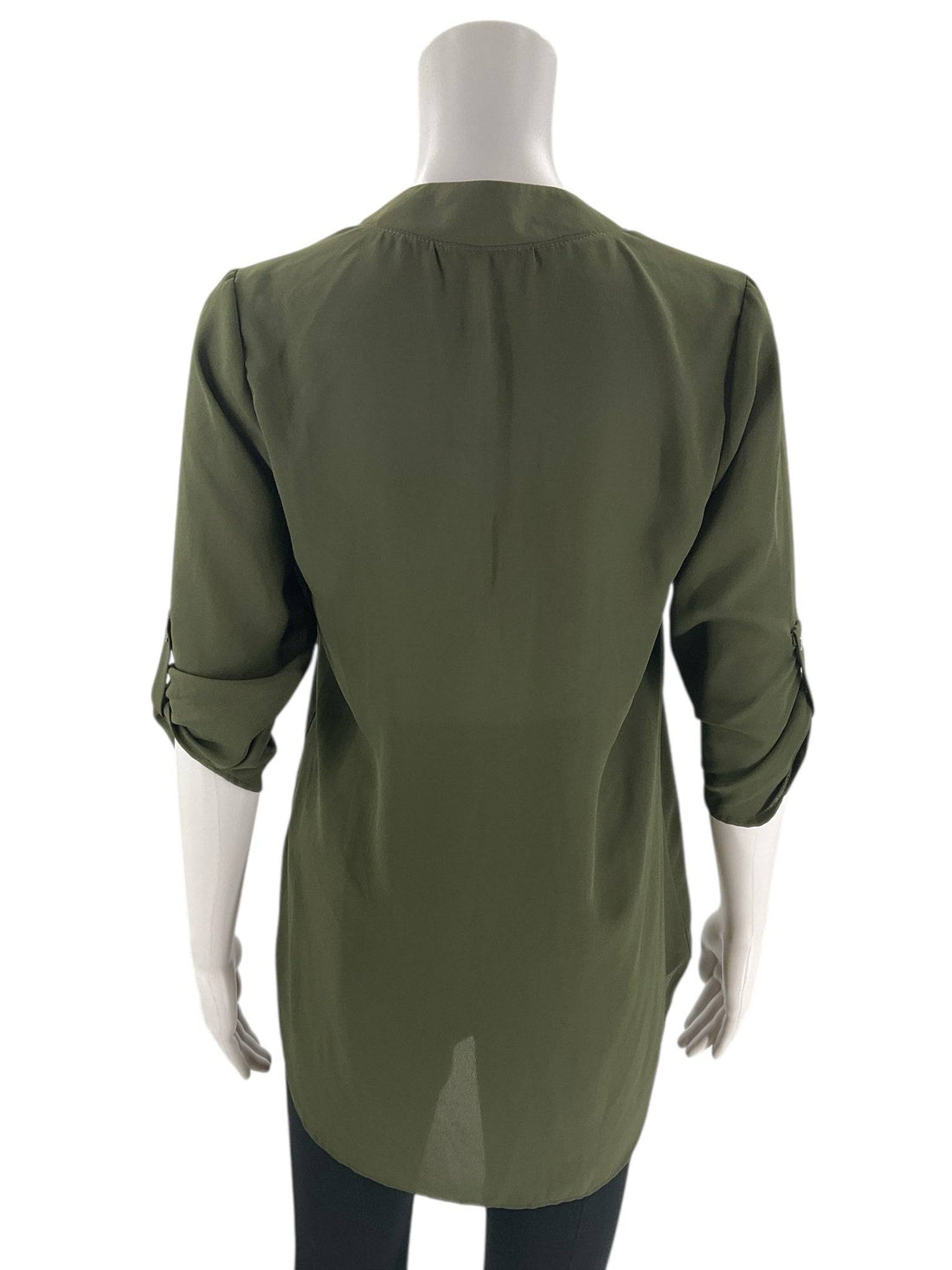 Jella C Olive Solid Pre-Owned Ladies Top - Size Small - Margaret’s Fine Consignment