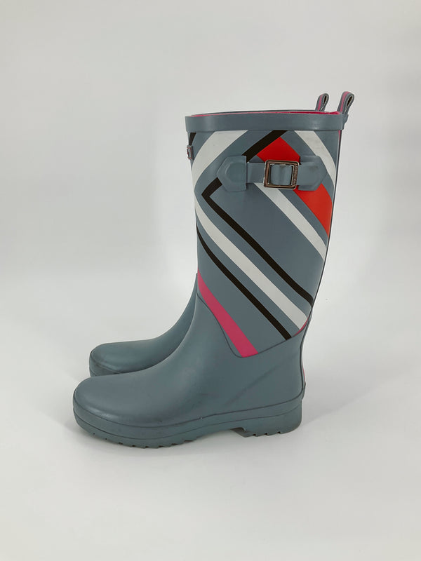 Vera Bradley Gray/Pink Print Pre-Owned Ladies Rainboots - Size 8