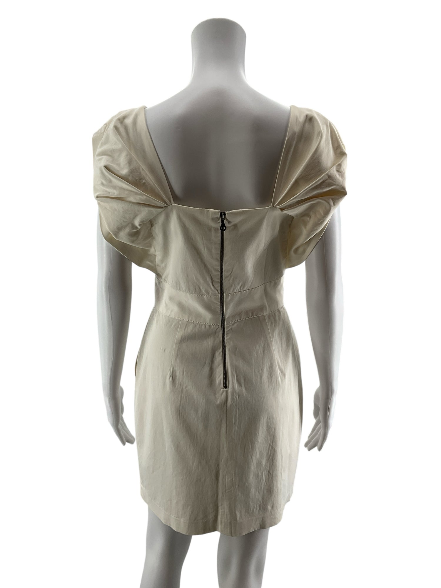 Laila Azhar Ivory Puff Sleeve Mini Dress with Pockets Size 4