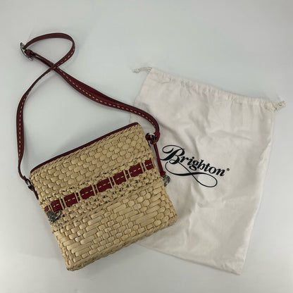 Brighton Woven Straw &amp;amp; Red Leather Crossbody Bag with Heart Charms | Pre-Owned