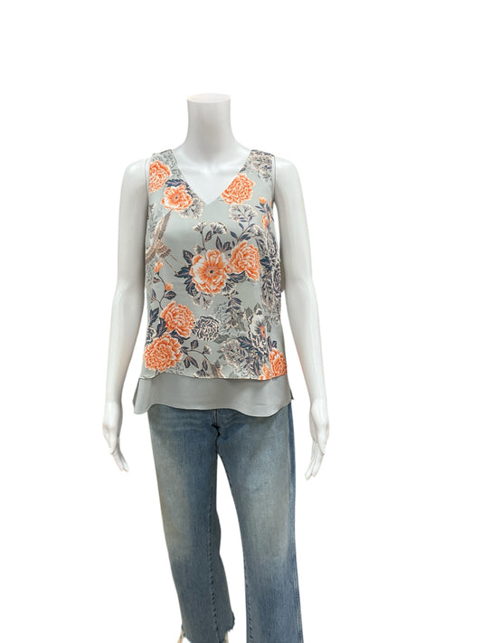 Banana Republic Gray/Multi Floral Blouse Size S  - front view