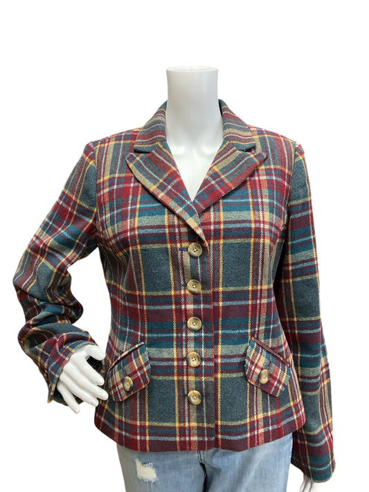 Sundance Size 10 Maroon/Teal/Blend Plaid Blazer