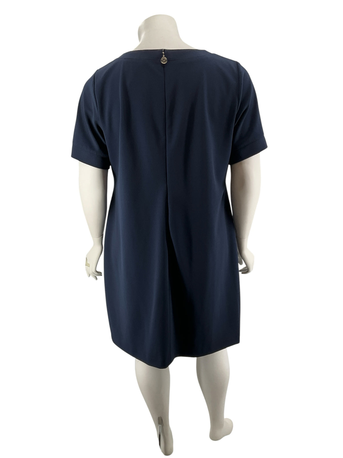 Tommy Hilfiger Plus Size Navy Keyhole Tab Sleeve Shift Dress 18W