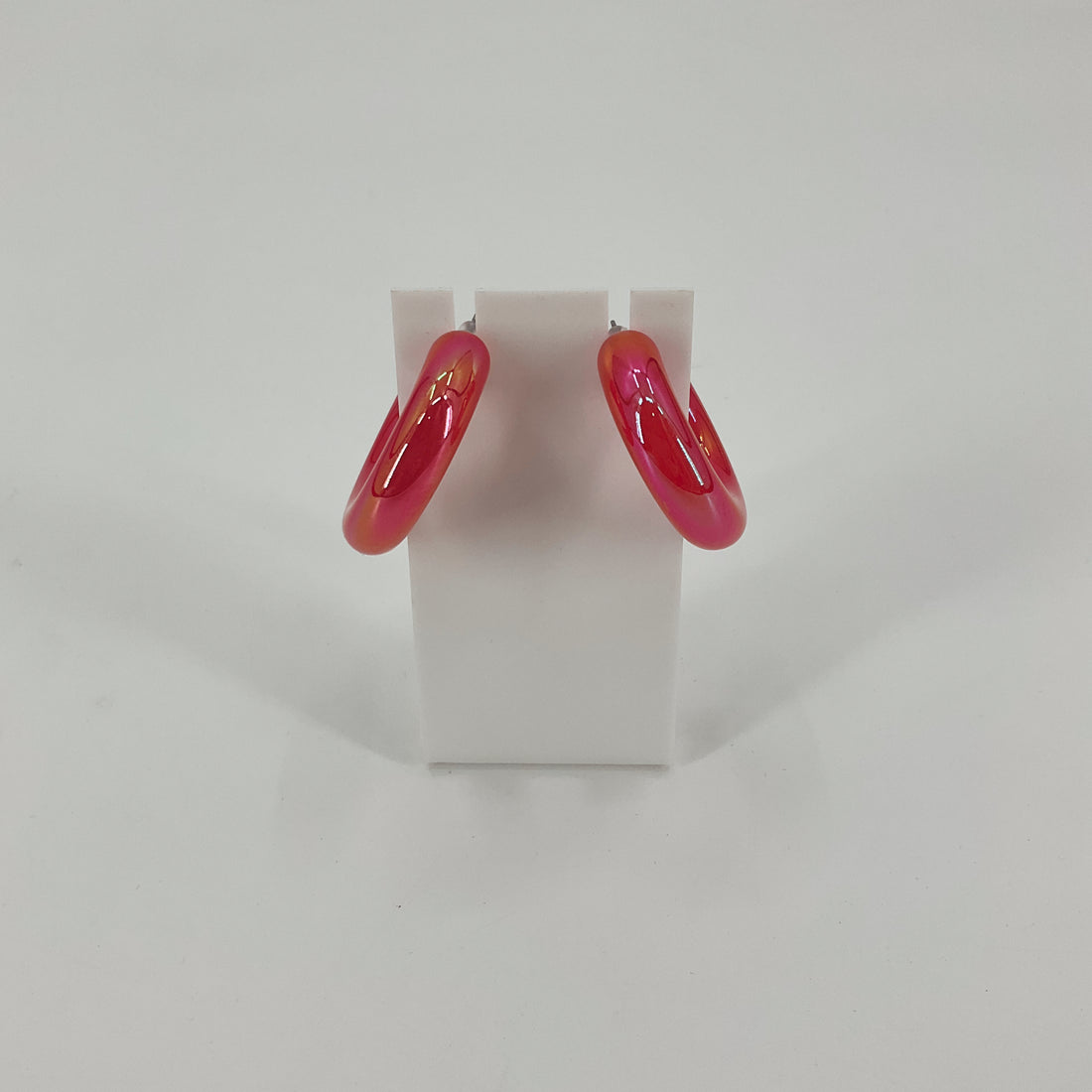 Unbranded Statement Iridescent Hot Pink Acrylic Chunky Hoop Earrings