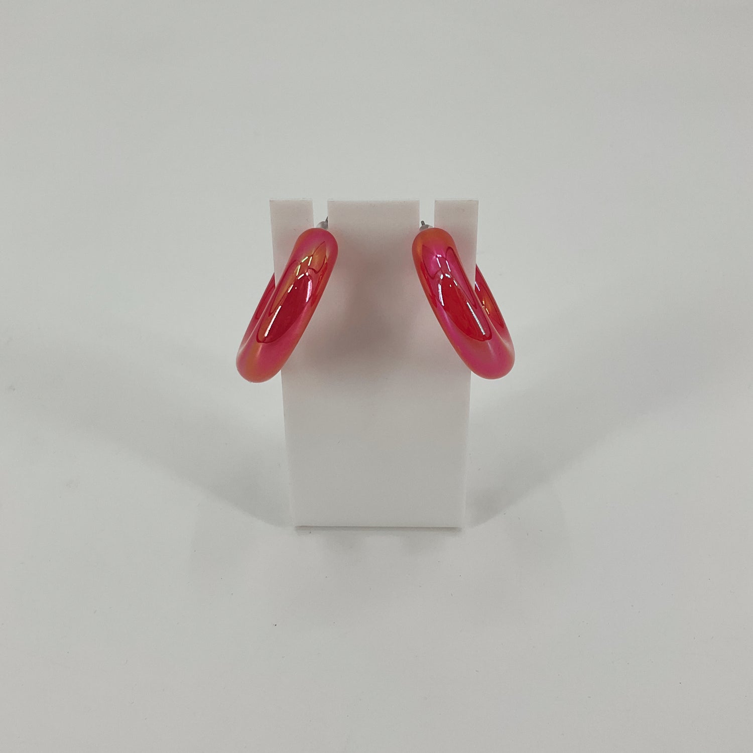 Unbranded Earrings Statement Iridescent Hot Pink Acrylic Chunky Hoop Earrings