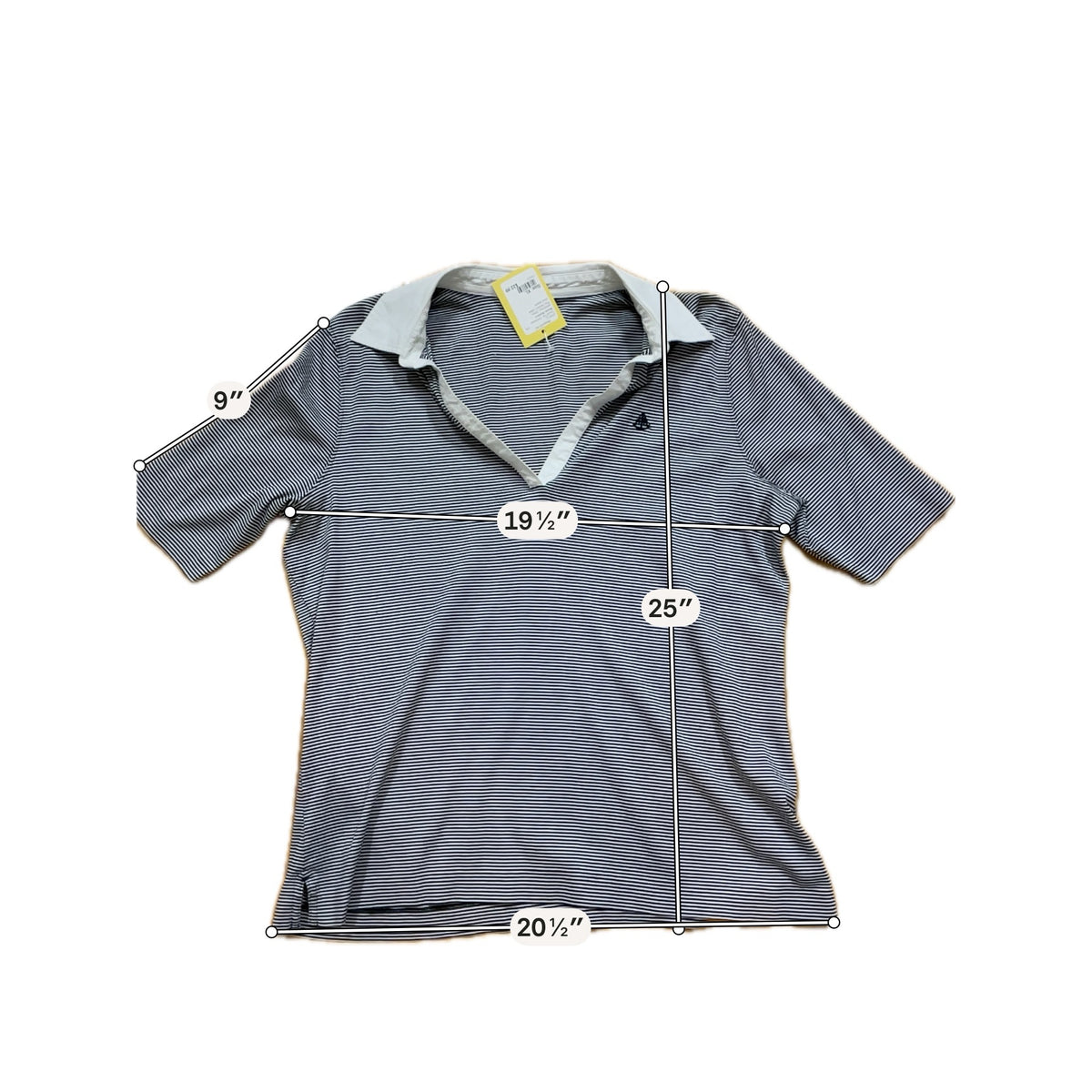 Brooks Brothers Navy &amp;amp; White Stripe V-Neck Polo Top | Size XL