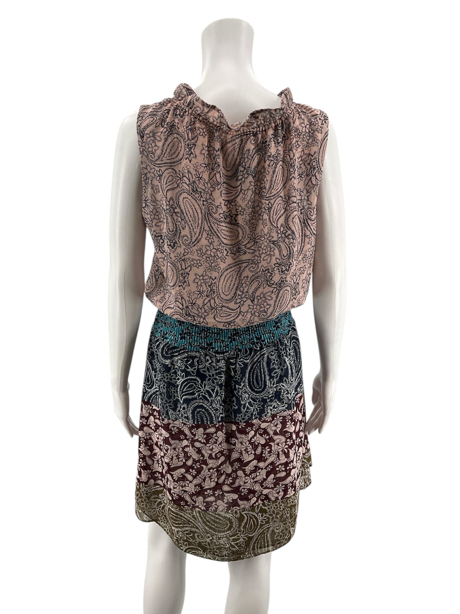 cabi Pink/Navy/Tan Dress Siren Floral Racerback Blouson Dress Pink Navy Size Small - Size S
