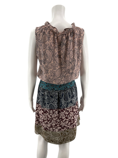 cabi Pink/Navy/Tan Dress Siren Floral Racerback Blouson Dress Pink Navy Size Small - Size S