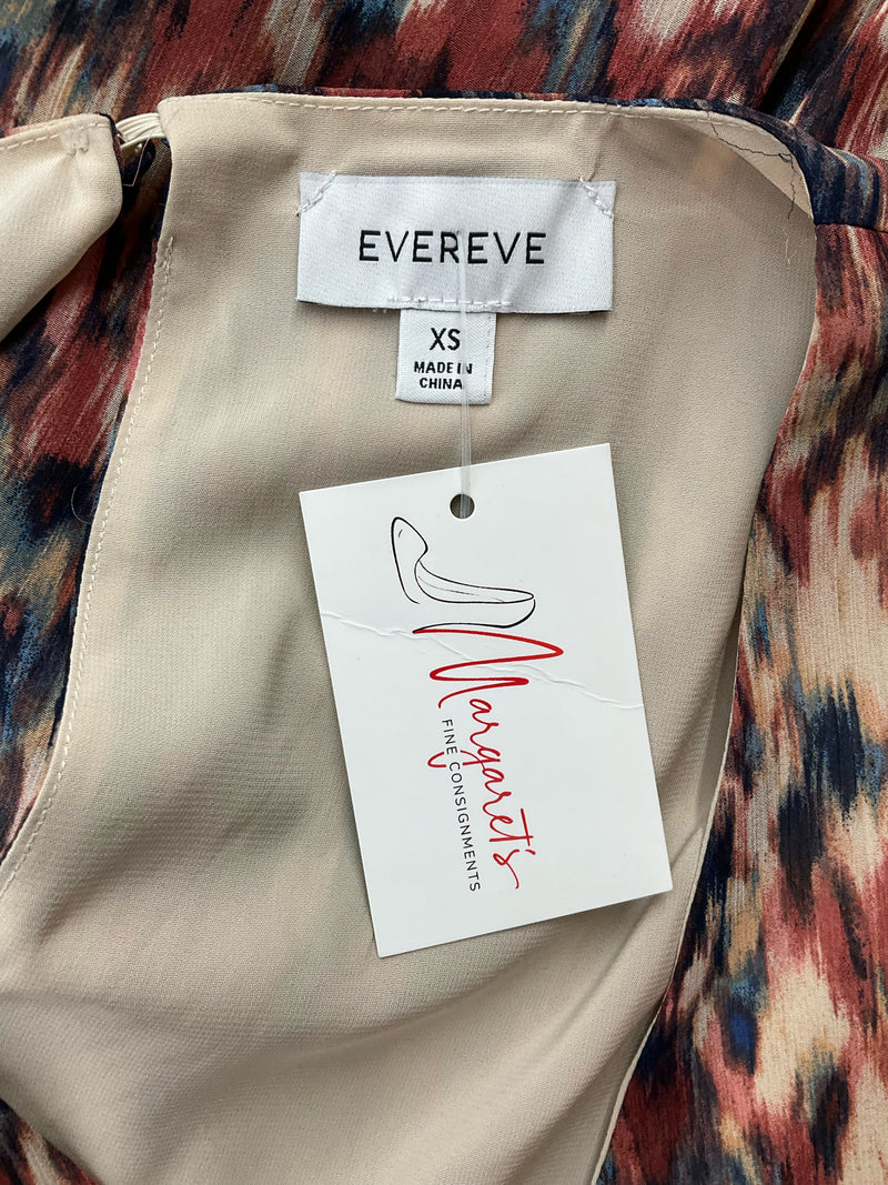 Evereve Rrust/Navy Print Pre-Owned Ladies Dress - Size XS