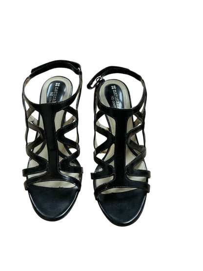 Naturalizer Ms Carey Black Patent Strappy Caged Heeled Sandals Size 7.5