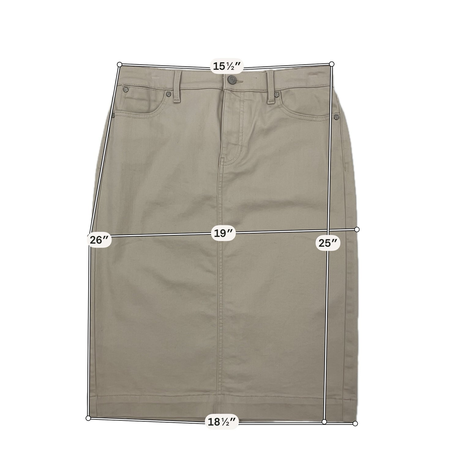 Talbots Khaki Stretch Cotton Blend 5-Pocket Pencil Skirt Size 8