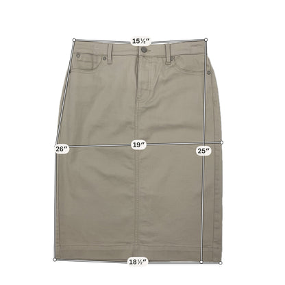 Talbots Khaki Stretch Cotton Blend 5-Pocket Pencil Skirt Size 8