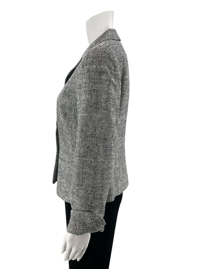 Josephine Chaus 100% Silk Speckled Blazer Jacket Blue &amp;amp; White Size 4