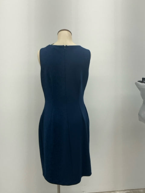 Ivanka Trump Navy Blue Textured Ruched Sheath Dress Size 10 - ONLINE ONLY