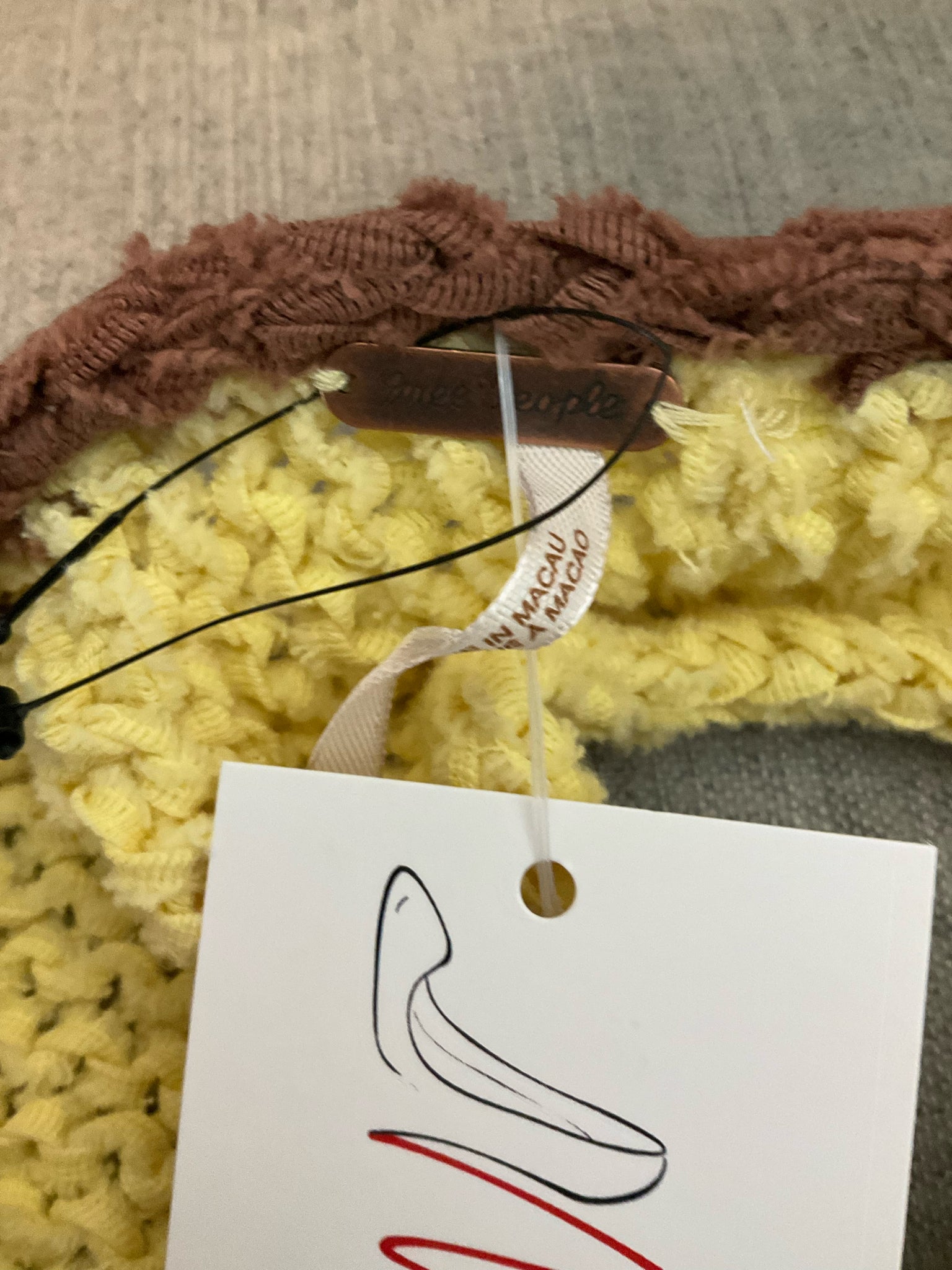 Free People My Bestie Tie Back Knit Tank Top Size Small Yellow Brown