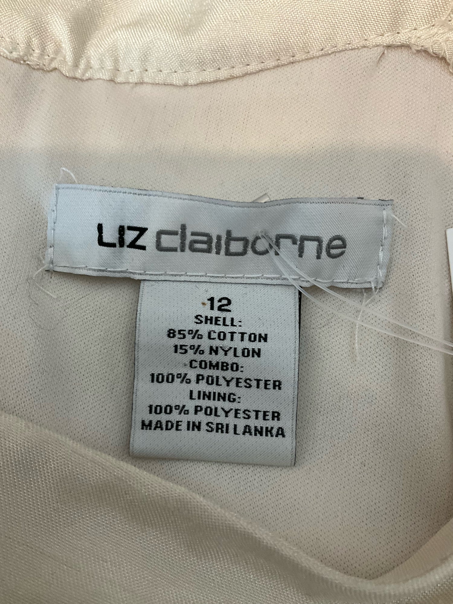 Liz Claiborne Cream Floral Lace Shift Dress Size 12