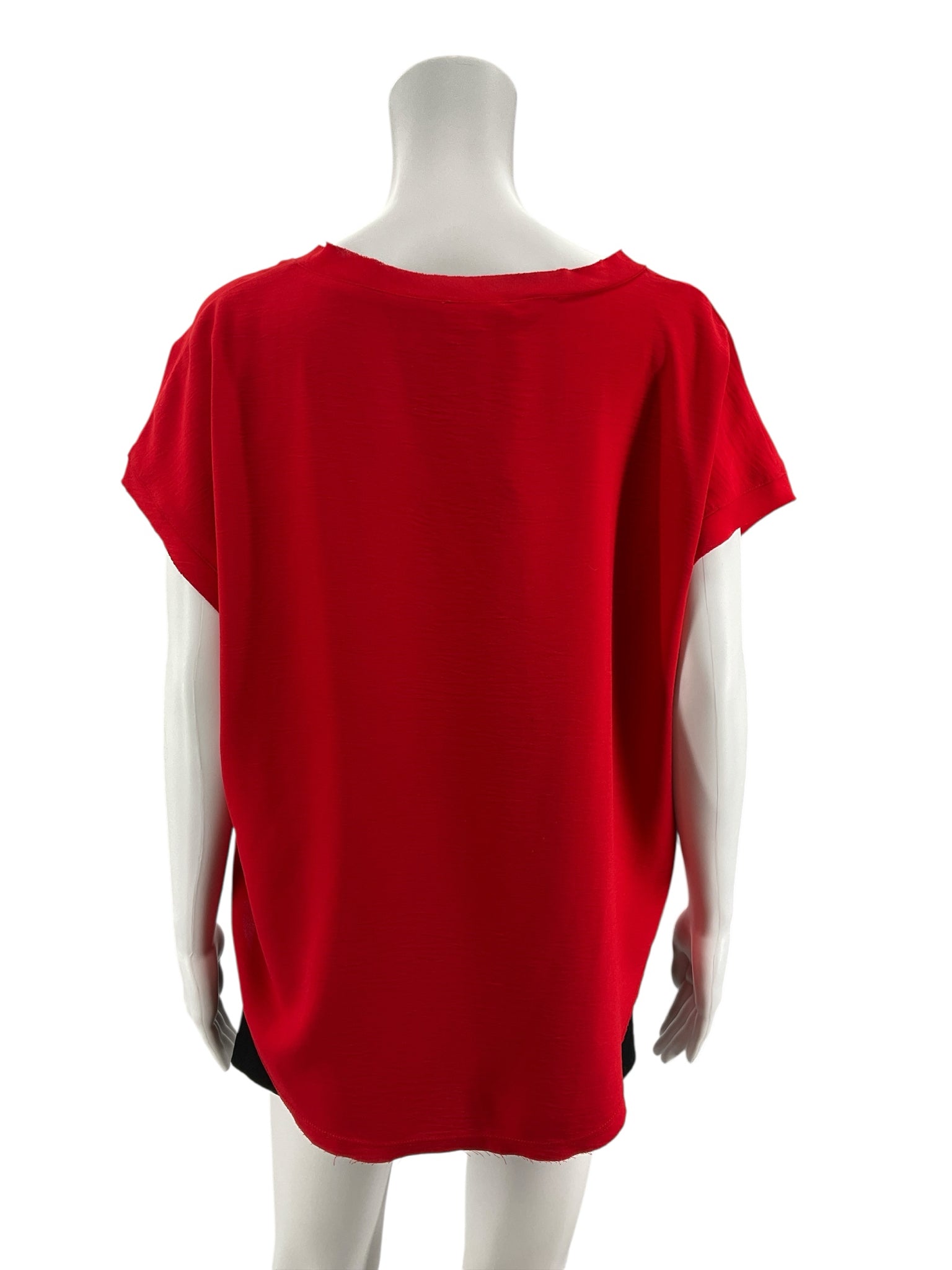 Jodifl Red Raw Edge V-Neck Slub Knit Top Size Small