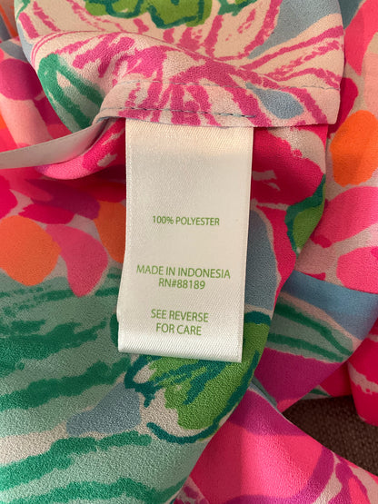 Lilly Pulitzer Katrina Tunic Top Floral Print Pink Blue Size Large