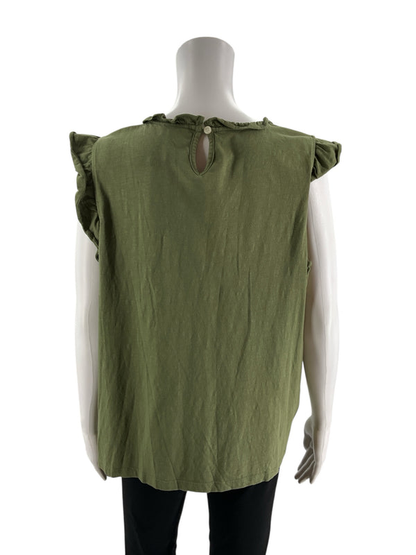 J Crew Olive Solid Pre-Owned Ladies Top - Size XL