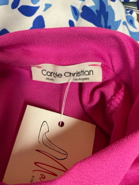 Carole Christian pink/orange Shift Pink Orange Colorblock Ruffle Hem Shift Dress Size Small - Size S