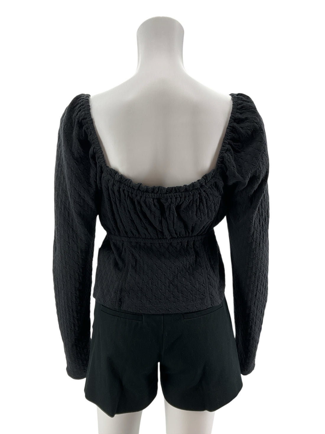 Free People Skylar Rose Textured Knit Peplum Cardigan Top Black XL
