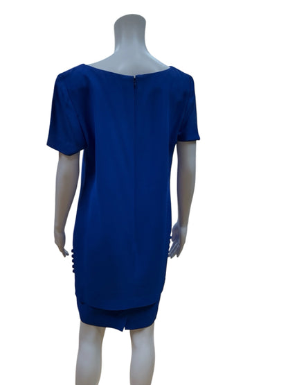 Donna Ricco Blue Sheath Vintage Cobalt Blue Sheath Dress Short Sleeve Made in USA Size 8 - Size 8