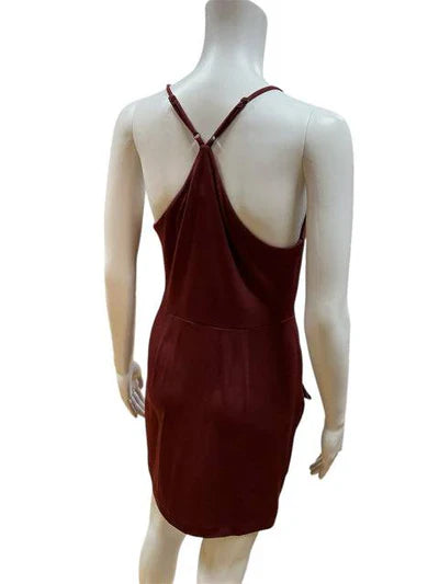 BCBG Maroon Solid Pre-Owned Ladies Dress - Size Small - Margaret’s Fine Consignment