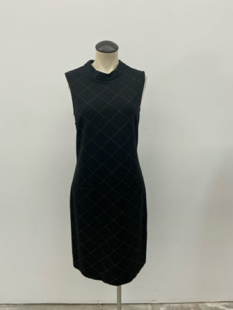 Sharagano Diamond Jacquard Knit Sheath Dress Black Gray Size 10 - ONLINE ONLY